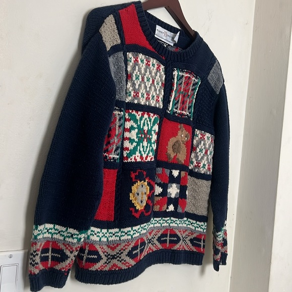 Crafty Double Sided Fair Isle  Patchwork Christmas Sweater by First Issue XS - Picture 10 of 11